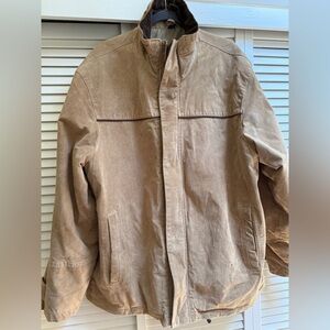 EMC Men’s Tan Coat sueded Leather Full Zip beige insulated jacket Sz XXL